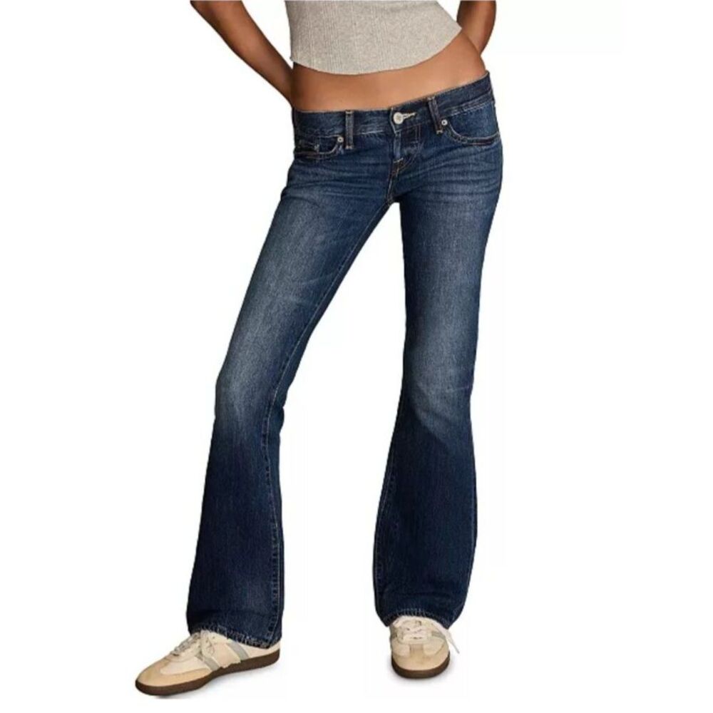 Lucky Brand Jeans Addison Ultra Low Rise Bootcut Jeans Y2K Dark Wash 4/27 Short